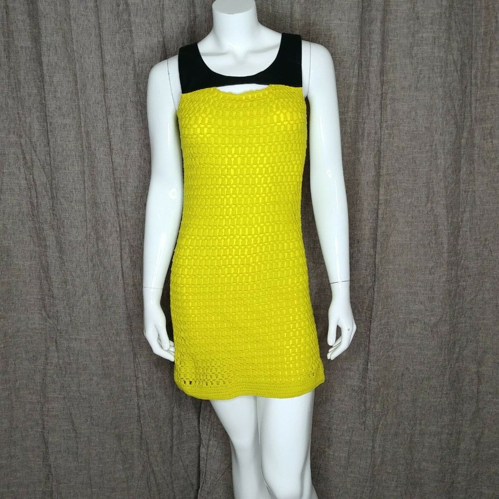 Gianni Bini Crochet And Faux Leather Dress Size Xs